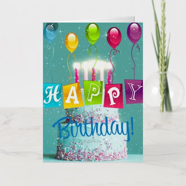 Celebrate Birthday Cake Candles and Balloons  Foil Greeting Card (Front)