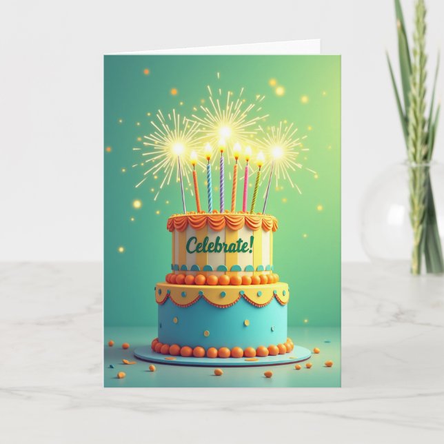 Celebrate Birthday Cake Card (Front)