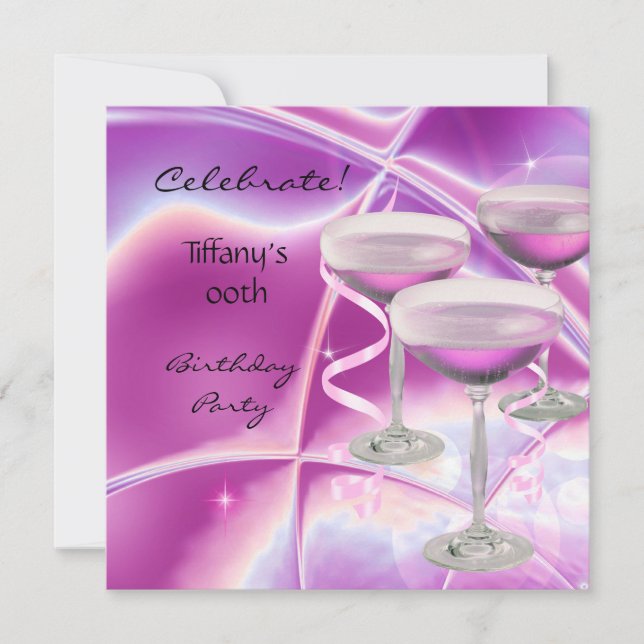 Celebrate Birthday Party Pink Champagne Invitation (Front)