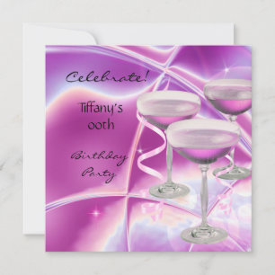Celebrate Birthday Party Pink Champagne Invitation