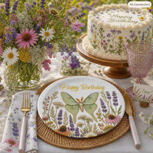 Celebrate Birthday Wild Flowers Botanical Floral Paper Plate