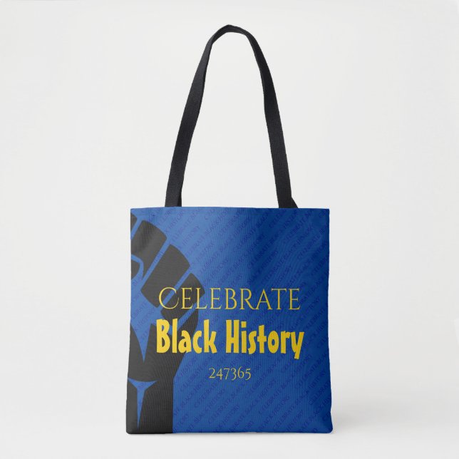 CELEBRATE BLACK HISTORY 247365 Personalised Blue Tote Bag (Front)