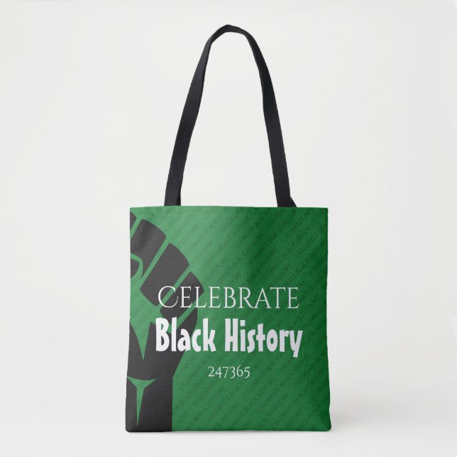 CELEBRATE BLACK HISTORY 247365 Personalised Green Tote Bag (Front)