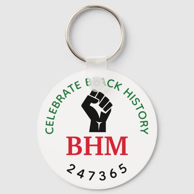 Celebrate Black History 24 7 365 Monogram Key Ring (Front)