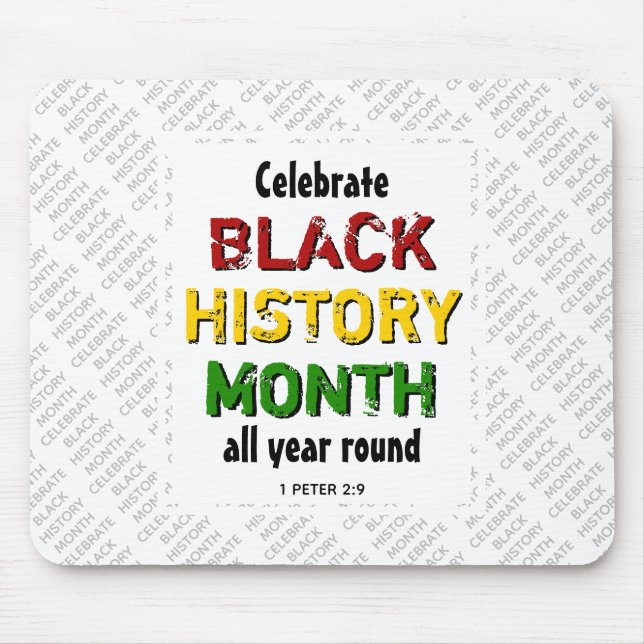 Celebrate Black History Month BHM Scripture White Mouse Mat (Front)