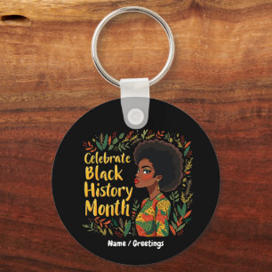 Celebrate Black History Month Honour Afro American Key Ring