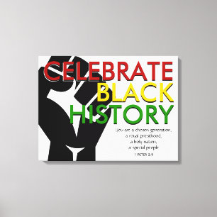 CELEBRATE BLACK HISTORY Power Fist Bible Verse Canvas Print