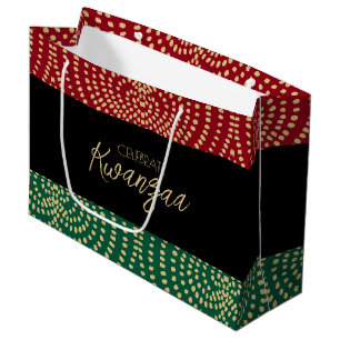 Celebrate Blackness Red Black Green Gold Kwanzaa Large Gift Bag