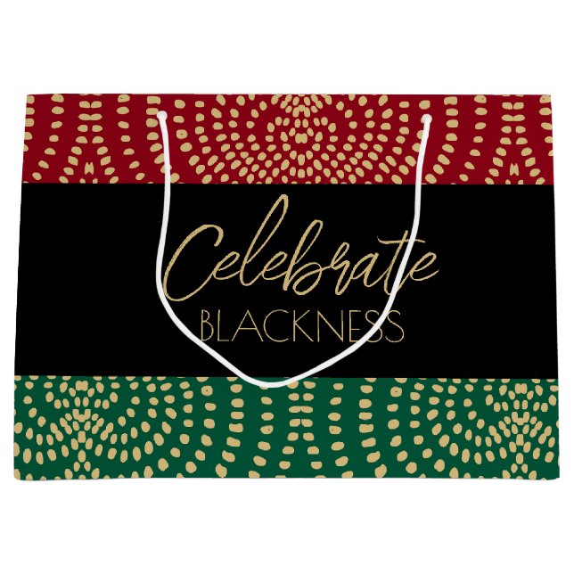 Celebrate Blackness Red Green Black History Month Large Gift Bag (Front)