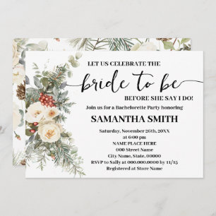 Celebrate Bride to be Winter Bachelorette Invitation