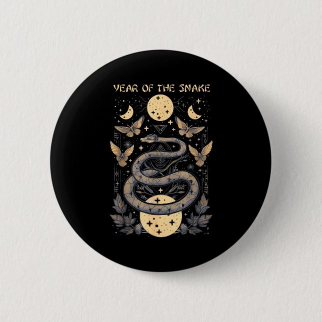 Celebrate Chinese New Year Of The Snake 2025 Moon  6 Cm Round Badge (Front)