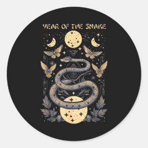 Celebrate Chinese New Year Of The Snake 2025 Moon  Classic Round Sticker