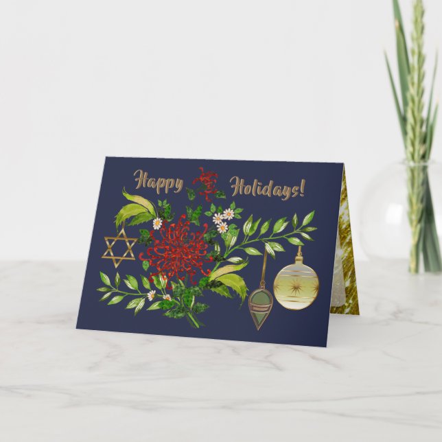 Celebrate Christmas and Hanukkah Personalised Holiday Card (Front)