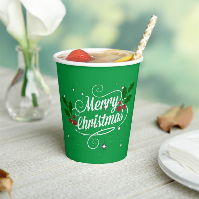 Celebrate Christmas, festive holiday colours, Pape Paper Cups (Insitu)