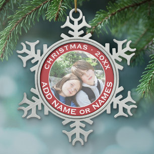 Celebrate Christmas with Your Favourite Photo Snowflake Pewter Christmas Ornament