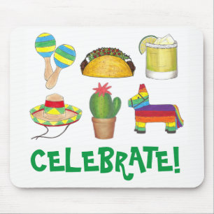 Celebrate Cinco de Mayo Fiesta Pinata Taco Cactus Mouse Mat
