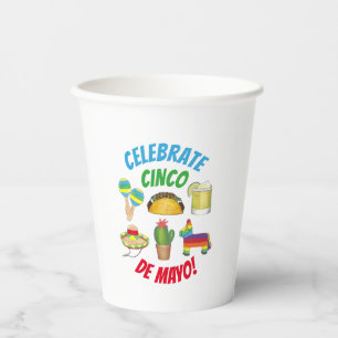 Celebrate Cinco de Mayo Fiesta Taco Piñata Cactus Paper Cups