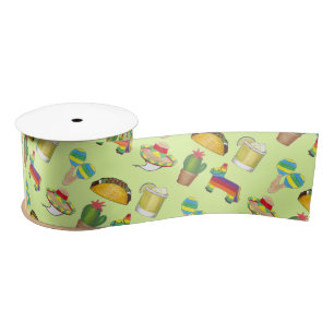 Celebrate Cinco de Mayo Fiesta Taco Piñata Cactus Satin Ribbon