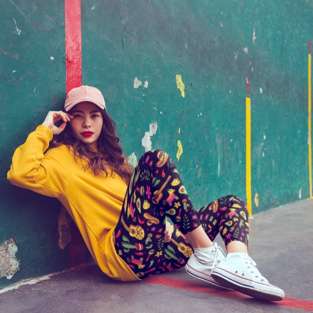 Celebrate Cinco de Mayo Vibrant Black Leggings (Creator Uploaded)