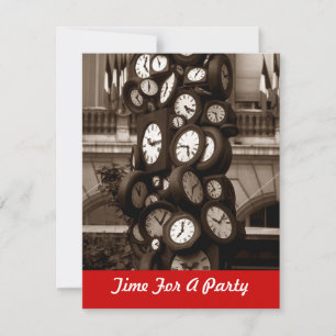 Celebrate Clocks Clock Time For A Party Invitation