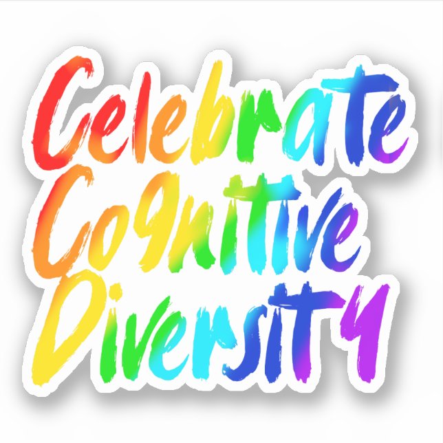Celebrate Cognitive Diversity | Rainbow Typography (Front)