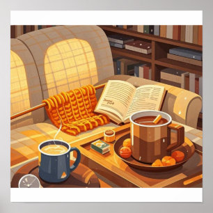 Celebrate cosy nights knitted blanket and warm  poster