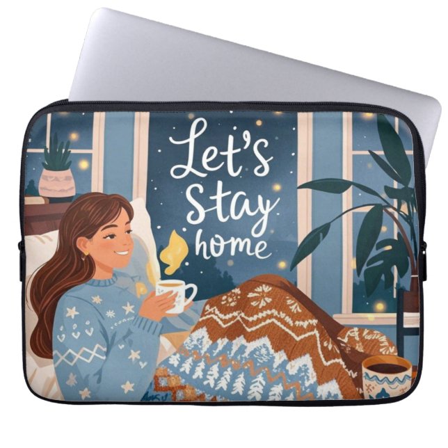 Celebrate cosy nights knitted blanket laptop sleeve (Front)