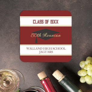 Celebrate! CUSTOM Class Reunion  Square Paper Coaster