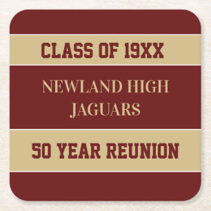 Celebrate! CUSTOM Class Reunion Square Paper Coaster