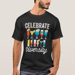 Celebrate Diversity Alcohol Drinker Cocktails Fan  T-Shirt