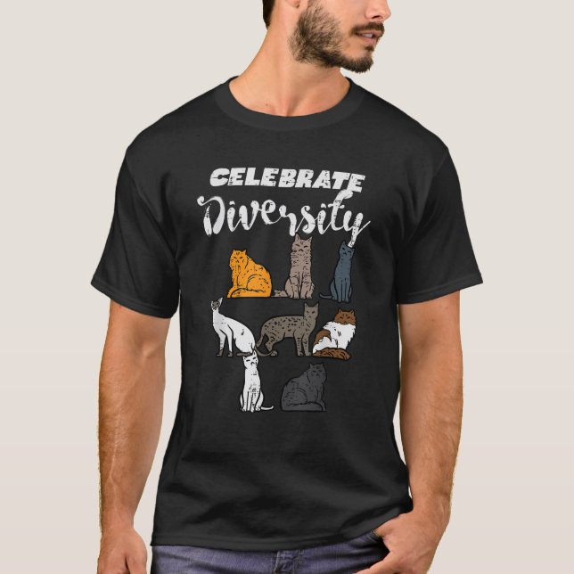Celebrate Diversity Cat Breeds Cute Pet Owner Men  T-Shirt (Front)