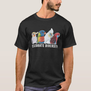 Celebrate Diversity Colourful Parrot Birds Profile T-Shirt