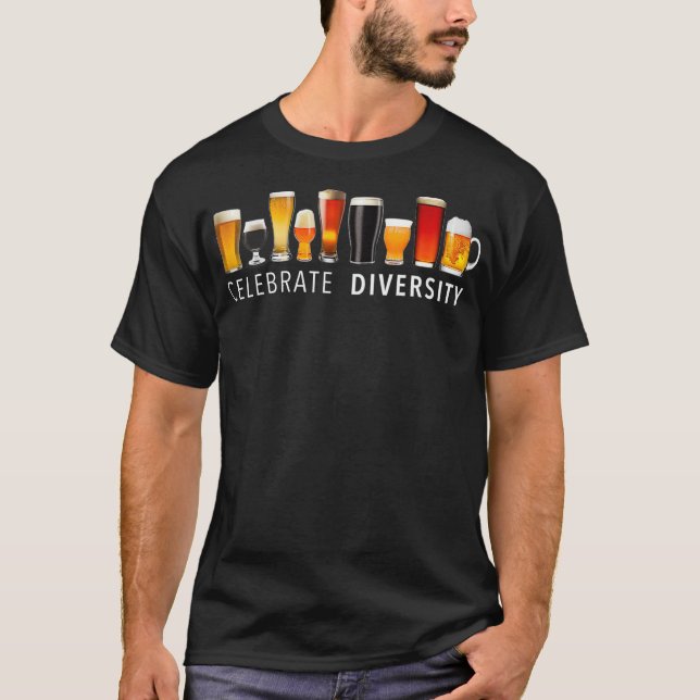 Celebrate Diversity Craft Beer Drinking T-Shirt (Front)