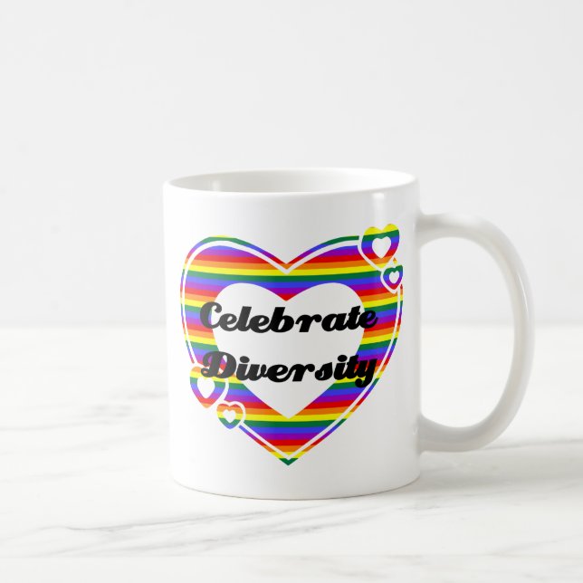 Celebrate Diversity Dark Text Coffee Mug (Right)