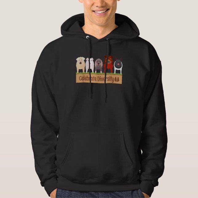 Celebrate Diversity For Pig Farm Breed Pig Hoodie (Front)