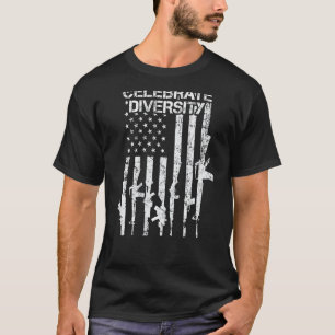 Celebrate Diversity - Funny Guns USA Flag Pro Gun T-Shirt