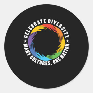 Celebrate Diversity Many Cultures Nation Anti Raci Classic Round Sticker