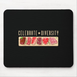 Celebrate Diversity Meat Eater Shirt _ Bbq Grill S Mouse Mat