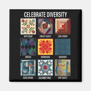 Celebrate diversity quilting craft patchwork magnet