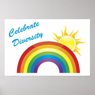 Celebrate Diversity Rainbow and Sun Posters,Prints Poster
