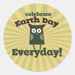 Celebrate Earth Day Everyday Owl Classic Round Sticker