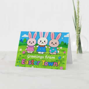 Celebrate Easter Colourful Bunnies Foil Greeting Card