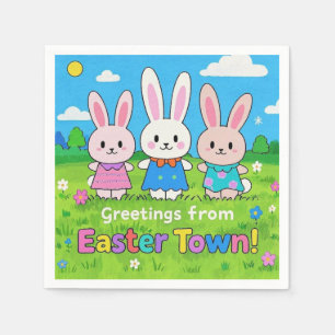 Celebrate Easter Colourful Bunnies Napkin