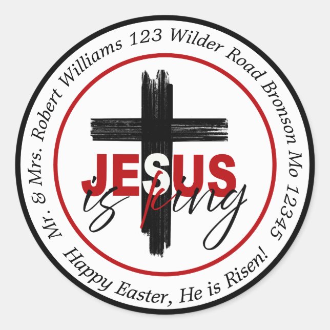 Celebrate Easter with Customisable Jesus is King  Classic Round Sticker (Front)