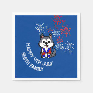 Celebrate Freedom - Cartoon dog - 4th of july Napkin