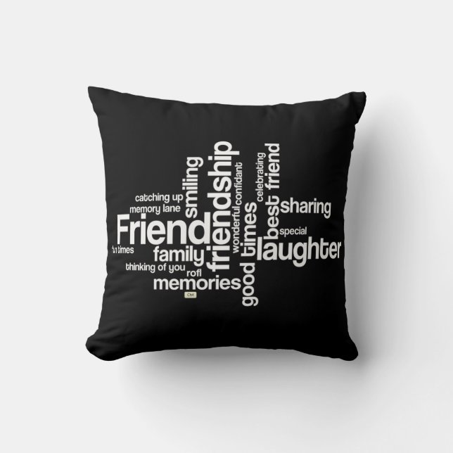 Celebrate Friendship Black Square Pillow (Front)