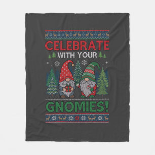 Celebrate Gnomies Christmas Gnomes Trees Reindeer Fleece Blanket