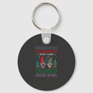 Celebrate Gnomies Christmas Gnomes Trees Reindeer Key Ring