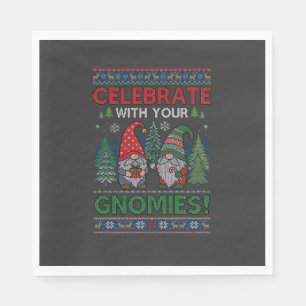 Celebrate Gnomies Christmas Gnomes Trees Reindeer Napkin