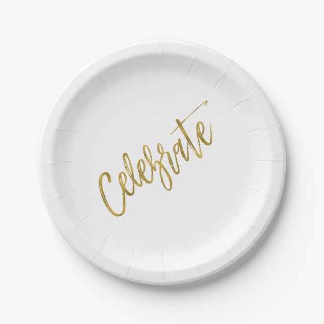 Celebrate Gold Foil Paper Plate (Front)